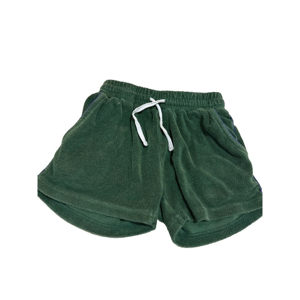 Minnow Boys Green Blue Piping French Terry Shorts Pockets Size 5/6T